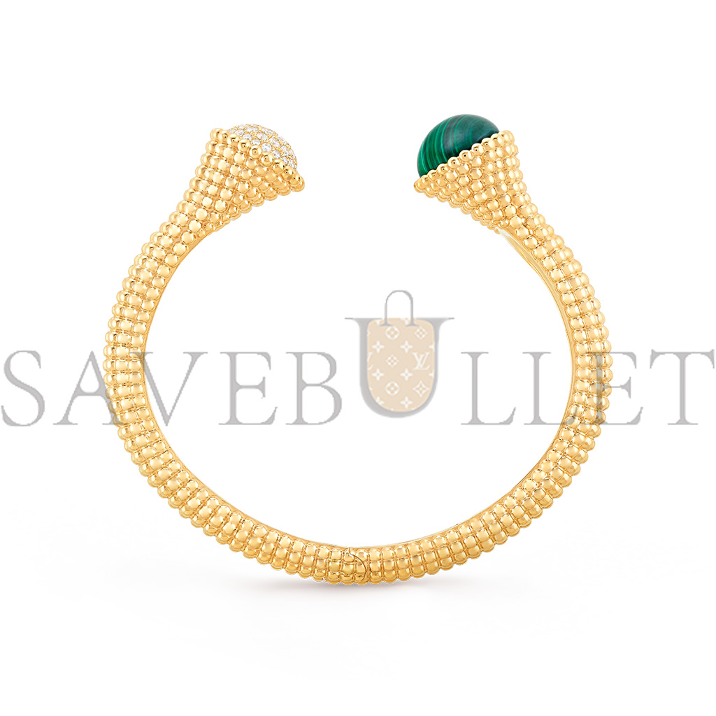 VAN CLEEF ARPELS PERLÉE COULEURS BRACELET, SMALL MODEL - YELLOW GOLD, DIAMOND, MALACHITE  VCARP27100